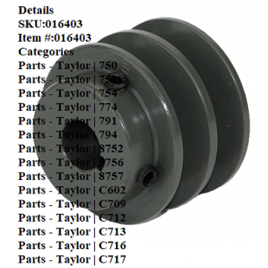Taylor 754 Gear Reducer with pulley