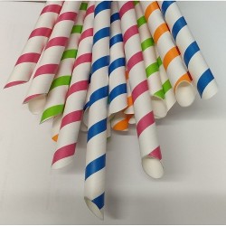 SMOOTHIE MEGA SHARP END STRAW 12mm X 210mm - 200PCS Biodegradable Paper Drinking Straws Individually Wrapped