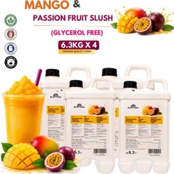 Mango & Passion Fruit Slush Syrup,  4x5 Litre NO GLYERINE / GLYCEROL