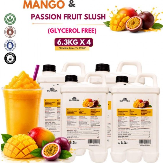 Mango & Passion Fruit Slush Syrup,  4x5 Litre NO GLYERINE / GLYCEROL