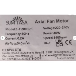 SUMTASA Axial Fan S-T Kitchen Canopy Extractor (SUCTION) WITH SPEED CONTROLLER