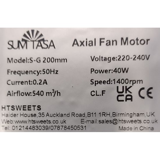 SUMTASA Axial Fan Condenser Evaporator WITH SPEED CONTROLLER