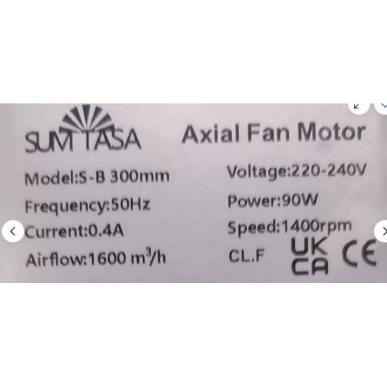 SUMTASA Plate Axial Fan S-B Industrial Ventilation Extractor WITH SPEED CONTROLLER