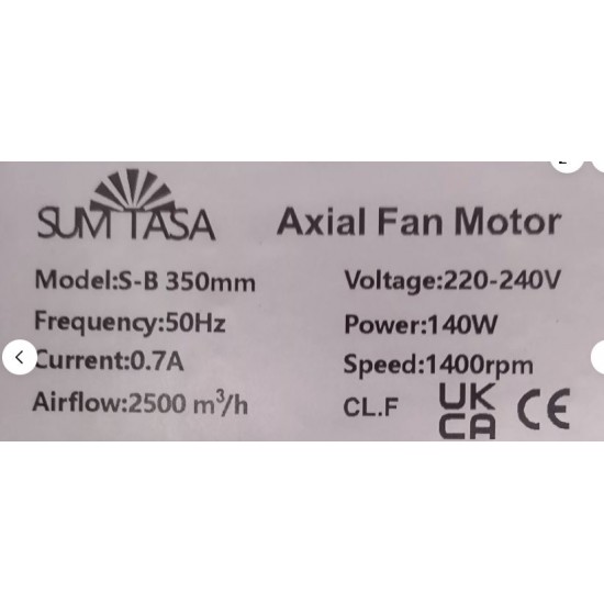 SUMTASA Plate Axial Fan S-B Industrial Ventilation Extractor WITH SPEED CONTROLLER