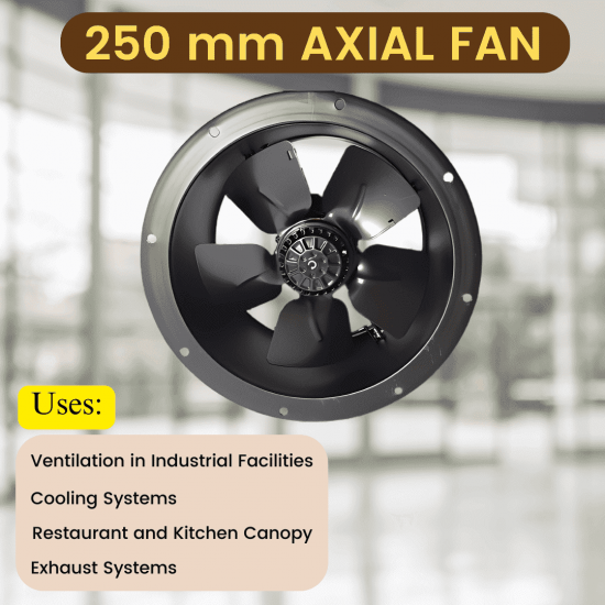 AXIAL FAN YWF4E-250S-T-P92/25-T,Industrial Duct Fan Cased Axial Commercial Kitchen Canopy Extractor (SUCTION)
