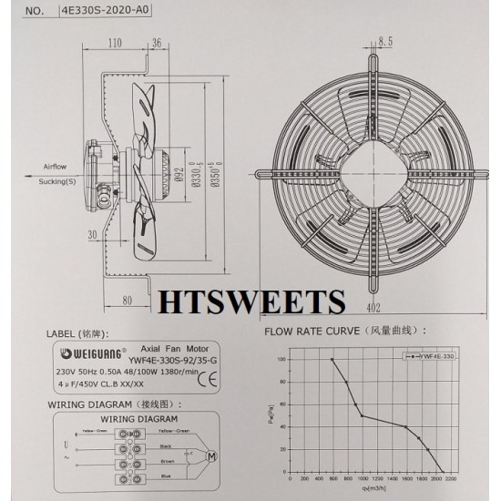 AXIAL FAN WEIGUANG YWF4E-330S,3240656,(SUCTION)