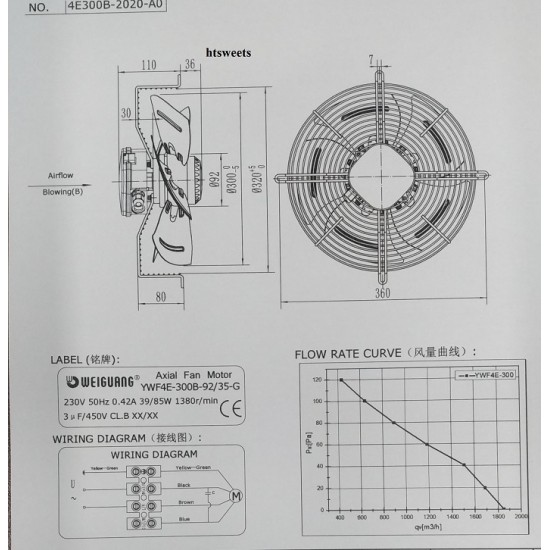 AXIAL FAN WEIGUANG YWF4E-300B,5098706, (BLOWING)