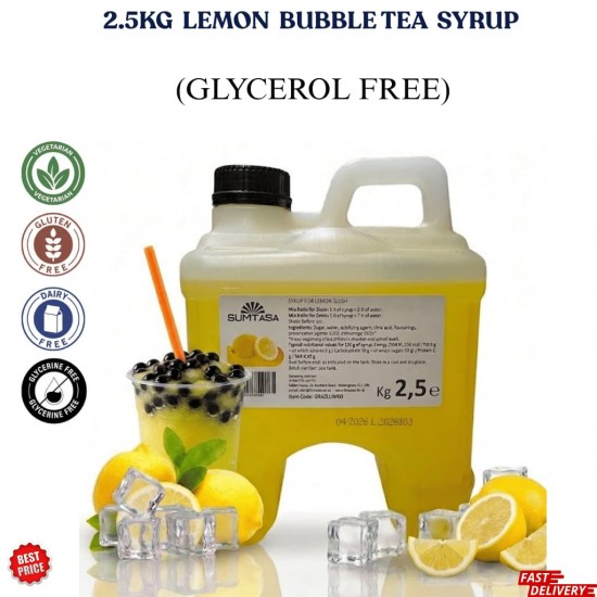 LEMON Bubble Tea Syrup 2.5KG NO GLYERINE / GLYCEROL