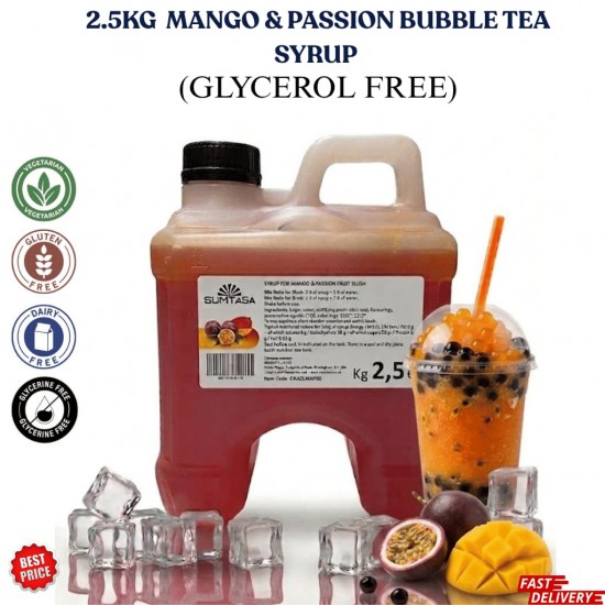 Mango & Passion fruit Bubble Tea Syrup 2.5KG NO GLYERINE / GLYCEROL