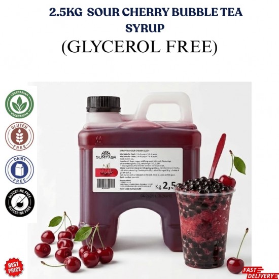 SOUR CHERRY Bubble Tea Syrup 2.5KG NO GLYERINE / GLYCEROL