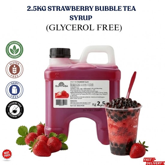 STRAWBERRY Bubble Tea Syrup 2.5KG NO GLYERINE / GLYCEROL