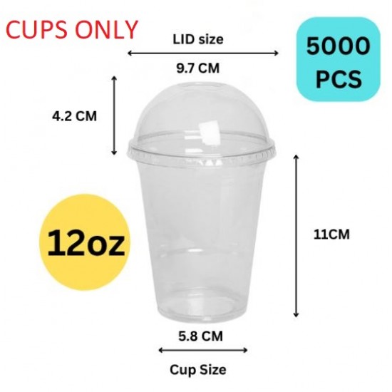 12OZ Milkshake/smoothies plain cups PET x 5 case x1000  (5000pc)     (350ml)