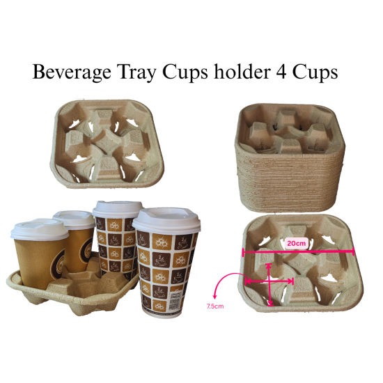 Beverage Tray Cups holder 4 Cups 