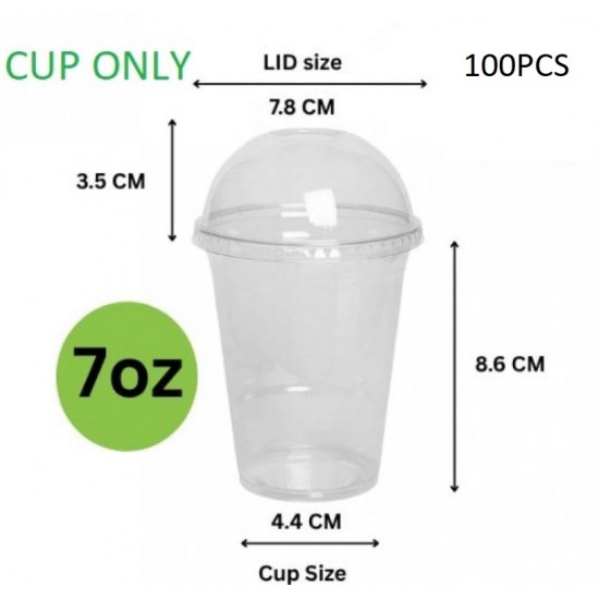 7ozMilkshake/smoothies plain cups Clear Recyclable Plastic RPET Cup x 100   (200ml)