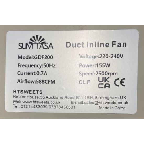 Centrifugal Fans,Greenhouse Exhaust Fan Plastic Blades AC Motor Bearing for Inline Duct Standing Mount 220V-240V With Regulator MODEL 150