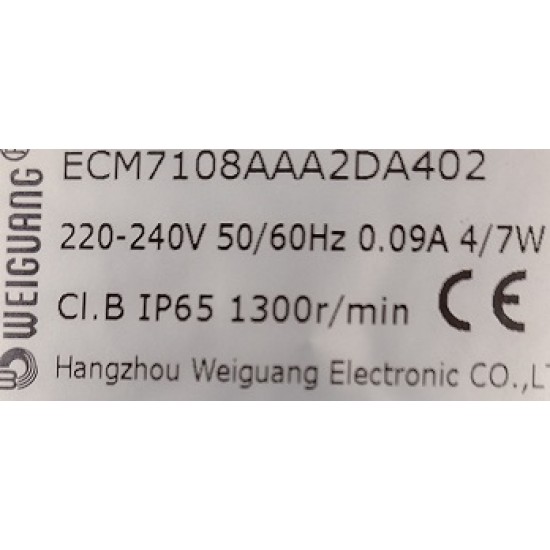 ELECTRONIC MOTOR WEIGUANG ECM 7108 .220-240V,50/60Hz