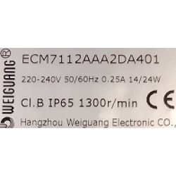 ELECTRONIC MOTOR WEIGUANG ECM 7112 .220-240V,50/60Hz