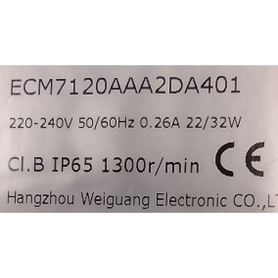 ELECTRONIC MOTOR WEIGUANG ECM 7120 .220-240V,50/60Hz