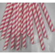 PINK Biodegradable Paper Drinking Straws ,12 x 210mmX1000PCS, SHARP END ,BUBBLE TEA