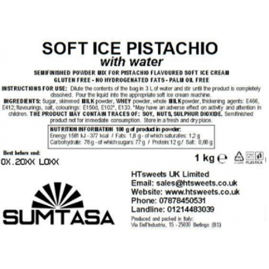 PISTACHIO soft icecream powder mix 100x1KG (100kg) SUMTASA