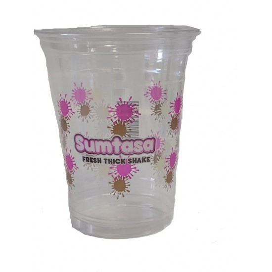 12OZ Printed SUMTASA Plastic Milkshake PET CUPx 50 (350ml) NO LIDS