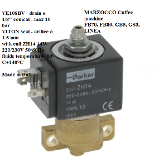 3-WAY SOLENOID VALVE PARKER 230V 50/60Hz,2102097,MARZOCCOCoffee machineFB70, FB80, GB5, GS3, LINEA