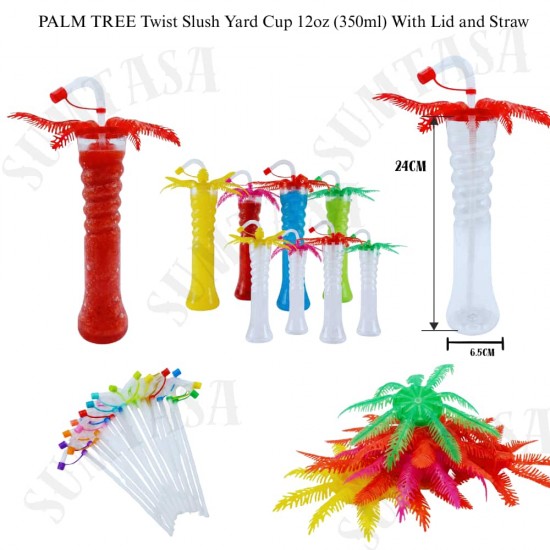 PALM TREE Twist Slush yard cup 12oz (350ml) HT1 x 170 cups with lid and straw