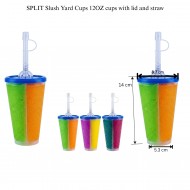 SPLIT Slush Yard Cups 12OZ cups with lid and straw