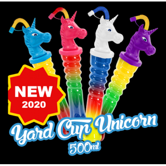 Yard Cups, Slush Cup UNICORN 500ml 16.9oz, Box 112, pcs MIX Colours,Twisted,HT 16