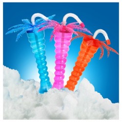 PALM TREE NEON Twist Slush yard cup 12oz (350ml) HT32 x 80 cups with lid and straw
