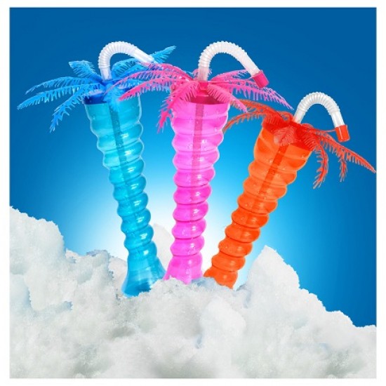 PALM TREE NEON Twist Slush yard cup 12oz (350ml) HT32 x 80 cups with lid and straw