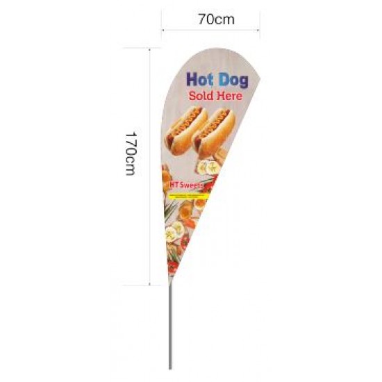 Hotdog Beach Flag, FLAG 70x170cm,pole size 2.8 meters P shape