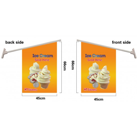 ICE CREAM WALL FLAG, Flag size: 45x66cm,Pole size: Around 70cm ,JL-HTW08