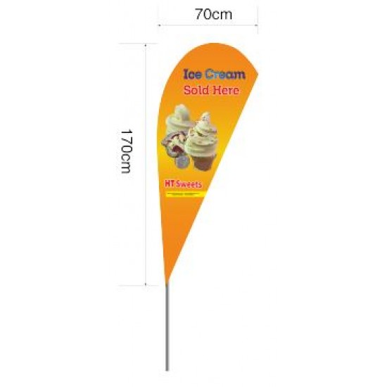 Ice Cream Beach Flag, FLAG 70x170cm,pole size 2.8 meters P shape