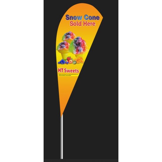 Snow Cone Here Beach Flag, FLAG 70x170cm,pole size 2.8 meters P shape