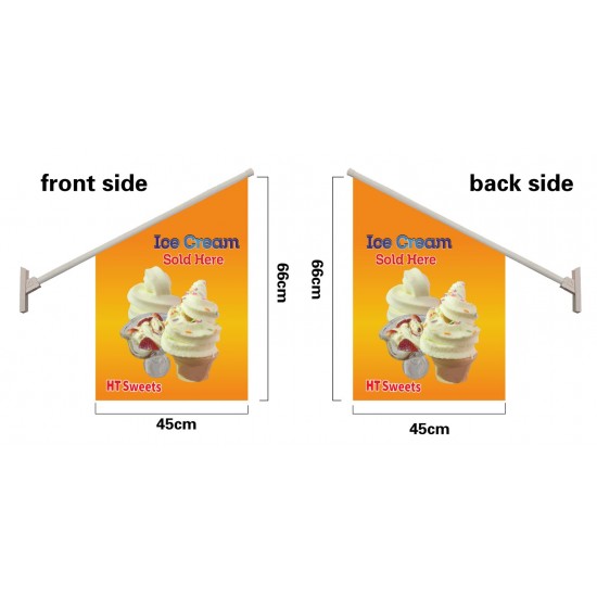 ICE CREAM WALL FLAG, Flag size: 45x66cm,Pole size: Around 70cm ,JL-HTW08