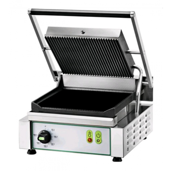 CAST IRON CONTACT GRILL - ELECTRIC - Mod. PE 25LE - single SMOOTH grill - Cooking surface: cm 24x23 - Power 1800 W - 230V single phase 50-60 Hz