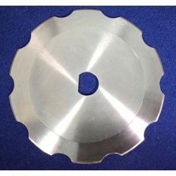 440 Kebab Circular Slicers – 80x12x1mm with Single Bevel to Sharpener, D-Bore Type, Serrated with 10x Scallop Edge Slots