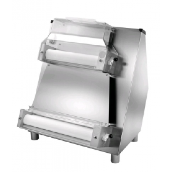 PIZZA SHEETER - TWO PAIRS OF ROLLS (upper roll parallel) - Mod. FIP 42 - SENSORED AUTOMATIC START-UP - Rolls length mm 420 - Power hp 0,5 - 370W PIZZA SHEETER - TWO PAIRS OF ROLLS (upper roll parallel) - Mod. FIP 42 - SENSORED AUTOMATIC START-UP - Rolls length mm 420 - Power hp 0,5 - 370W