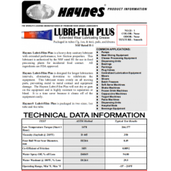 haynes lubri-film plus food grade lubricant,Petrol Gel, lubrifilm, 10 x 1oz