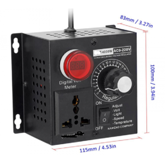 HT Electronic Voltage Regulator 4000W 220V Single Phrase Motor Fan Speed Controller HT Voltage Regulator UK PLUG
