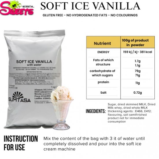 Vanilla soft icecream powder mix 300x1.KG Bag   (300kg) SUMTASA