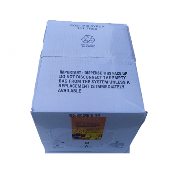 Post Mix Fizzy, Orange Slush Syrup 1x10 Litre  Orange Color,SUGAR FREE