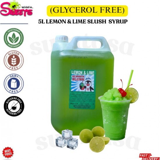 Lemon & Lime Slush Syrup 1x5 Litre NO GLYERINE / GLYCEROL