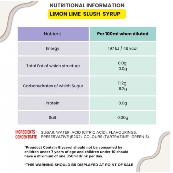 Lemon & Lime Slush Syrup 1x5 Litre 