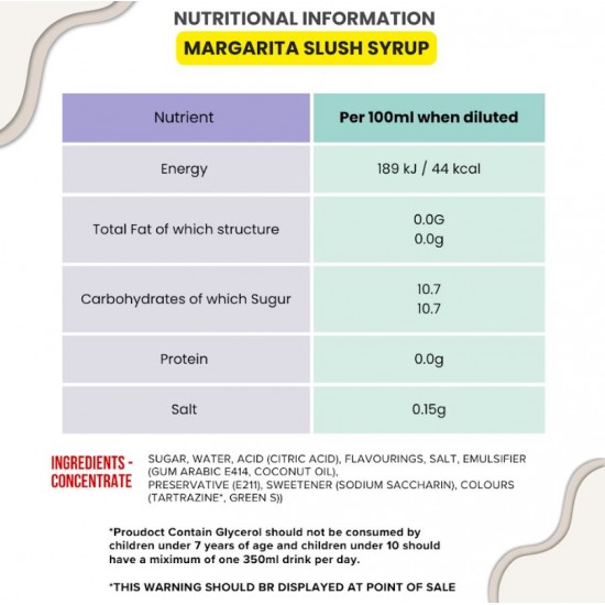 Margarita Cocktail Slush Syrup, 1x5 Litre 