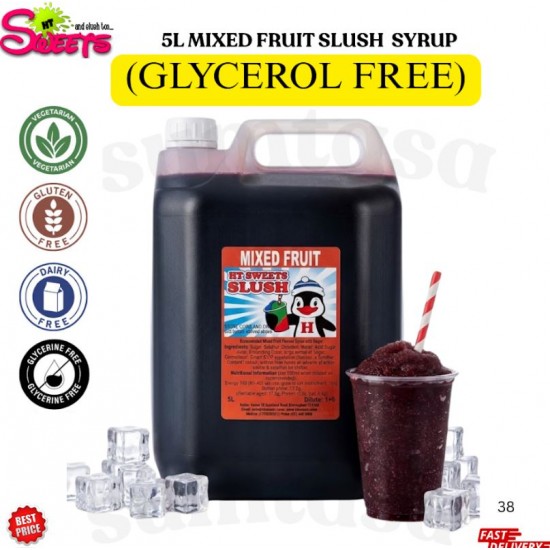 Mixed Fruit Slush Syrup, 1x5 Litre ,NO GLYERINE / GLYCEROL
