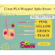 PLA Plastic Biodegradable NEON COLOR STRAIGHT  Individually Wrapped Mixed Straws With a Sharp End 12mm x 240mm