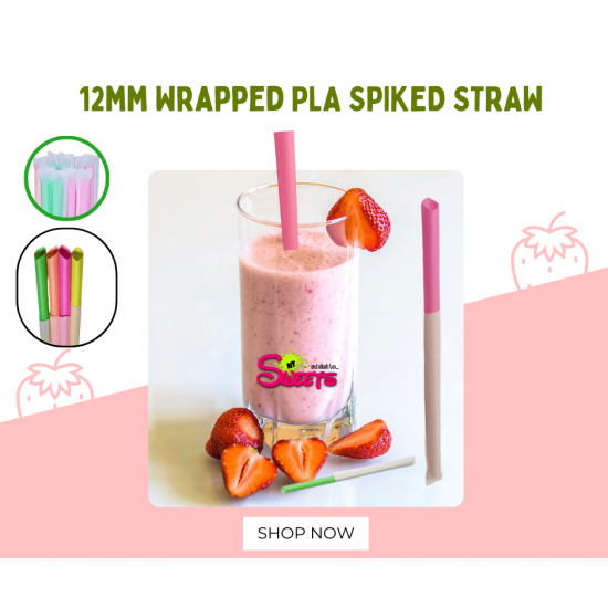 PLA Plastic Biodegradable NEON COLOR STRAIGHT  Individually Wrapped Mixed Straws With a Sharp End 12mm x 240mm