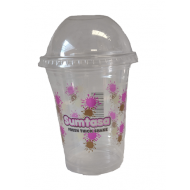 16OZ Printed SUMTASA Plastic Milkshake PET CUPx 100 (450ml) With Dome Lids